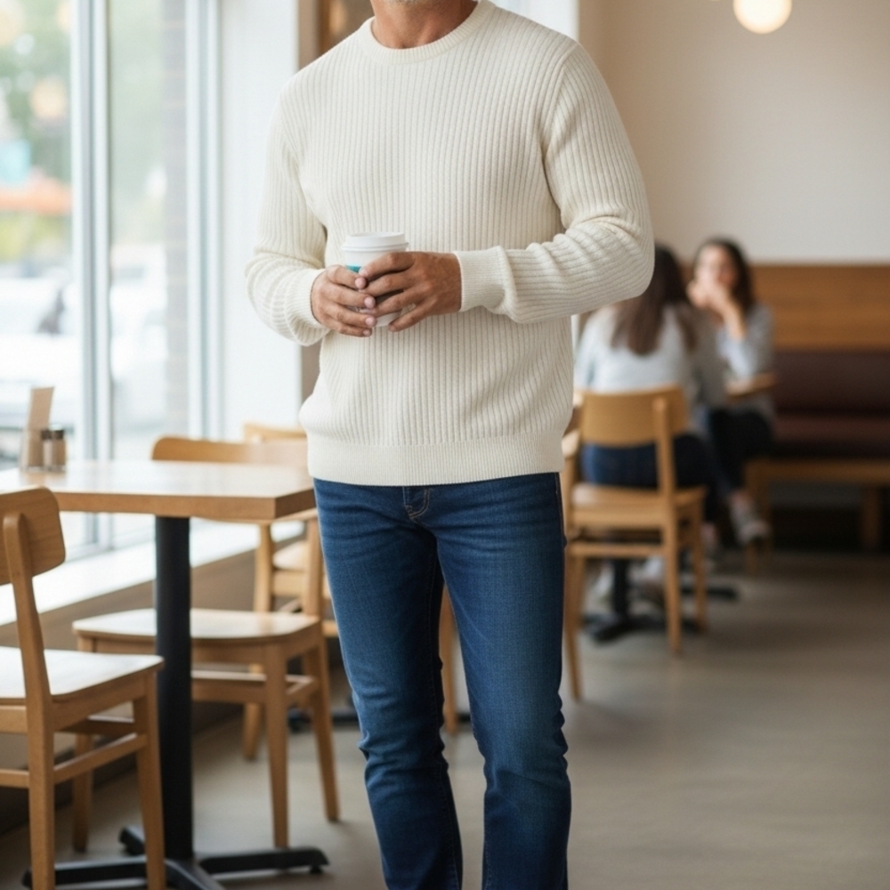 Forever 21 Men's Cream Knit Sweater